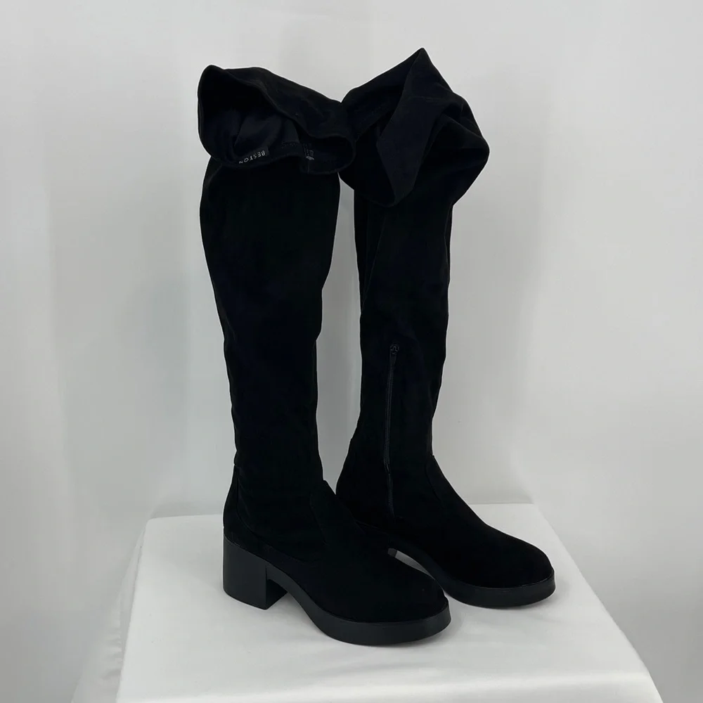 BESTON LILAC Black THIGH BOOTS WOMENS SIZE 9
